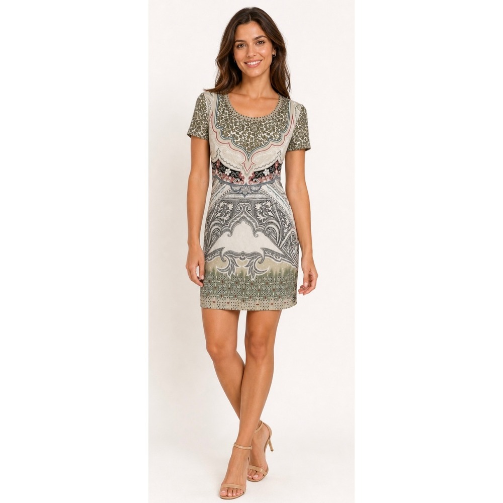 Etro Milano Paisley Scarf Print Stretch Mini Dress IT 40